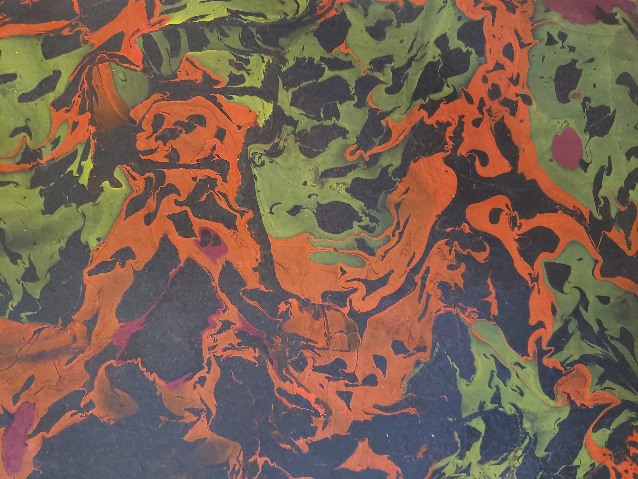 Close view of marbling on silk